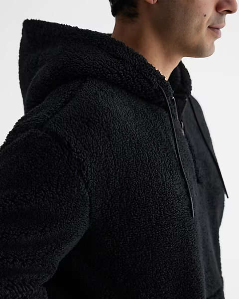 Basic Sherpa brown hoodie half zipper