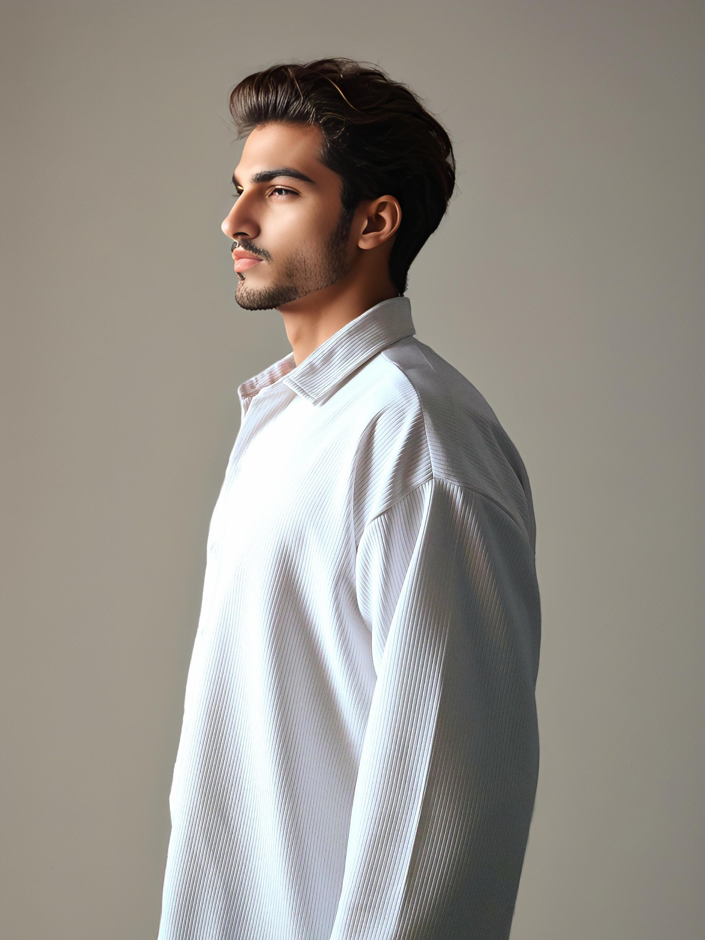 over sized sleeved cord shirt