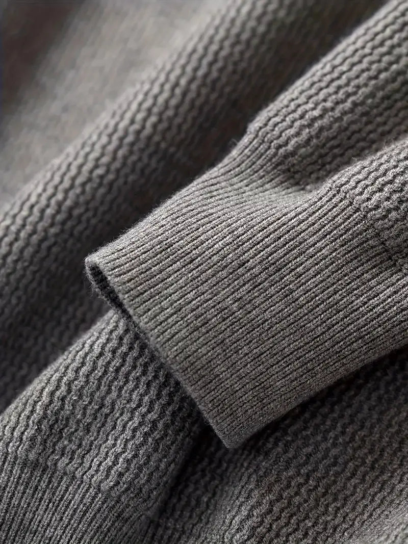 Polo Structured knitted grey sweater