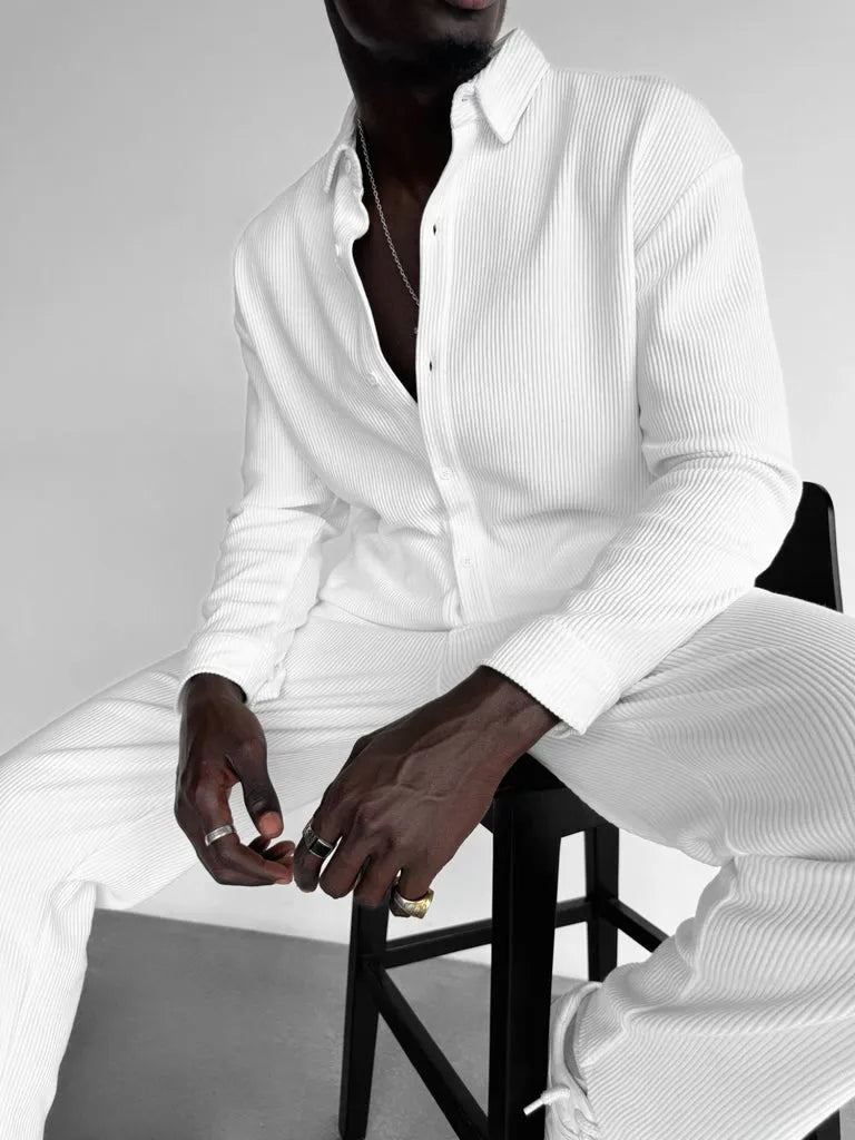 over sized sleeved cord shirt