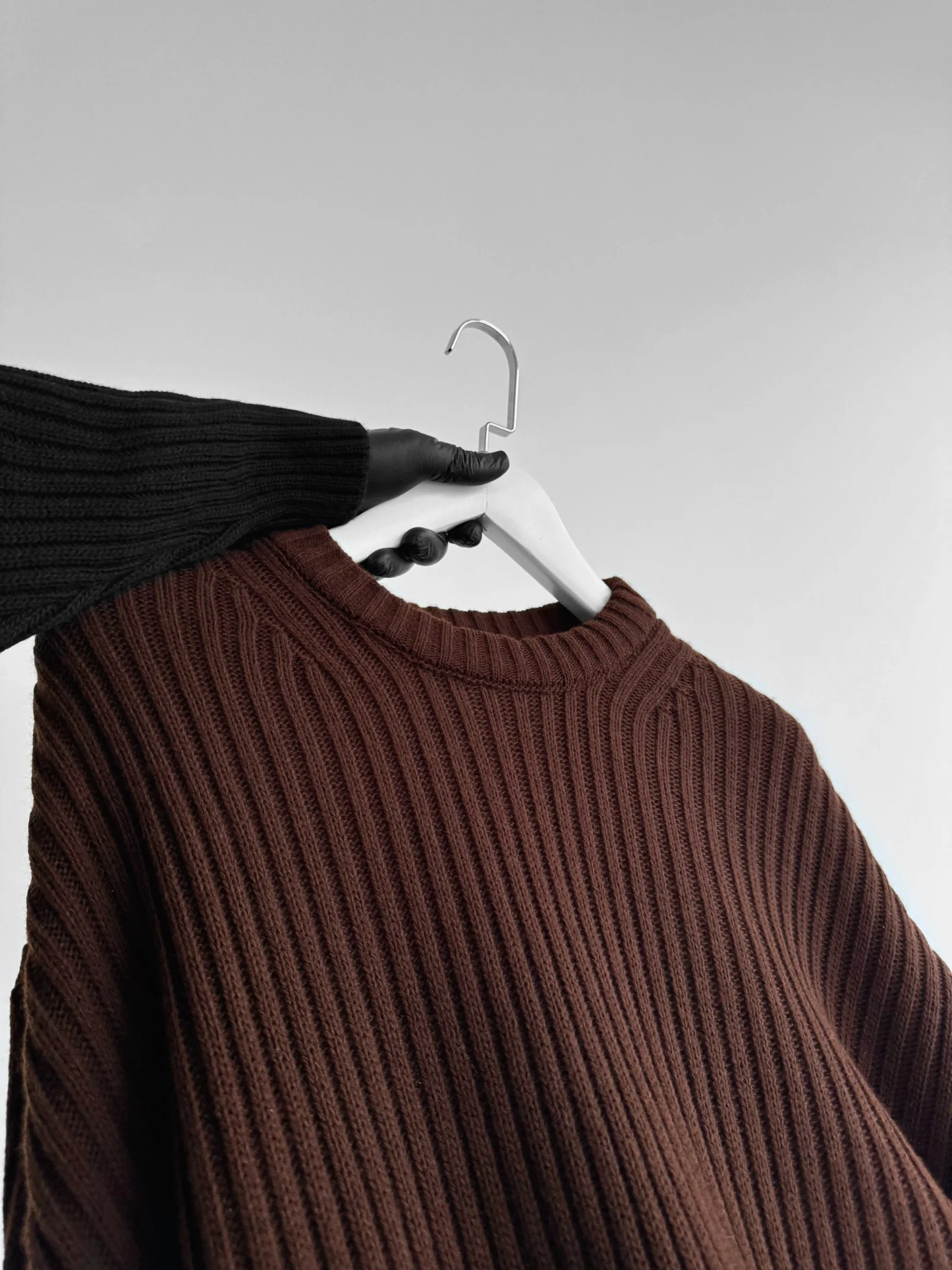 Rounded knit loose fit Black sweater