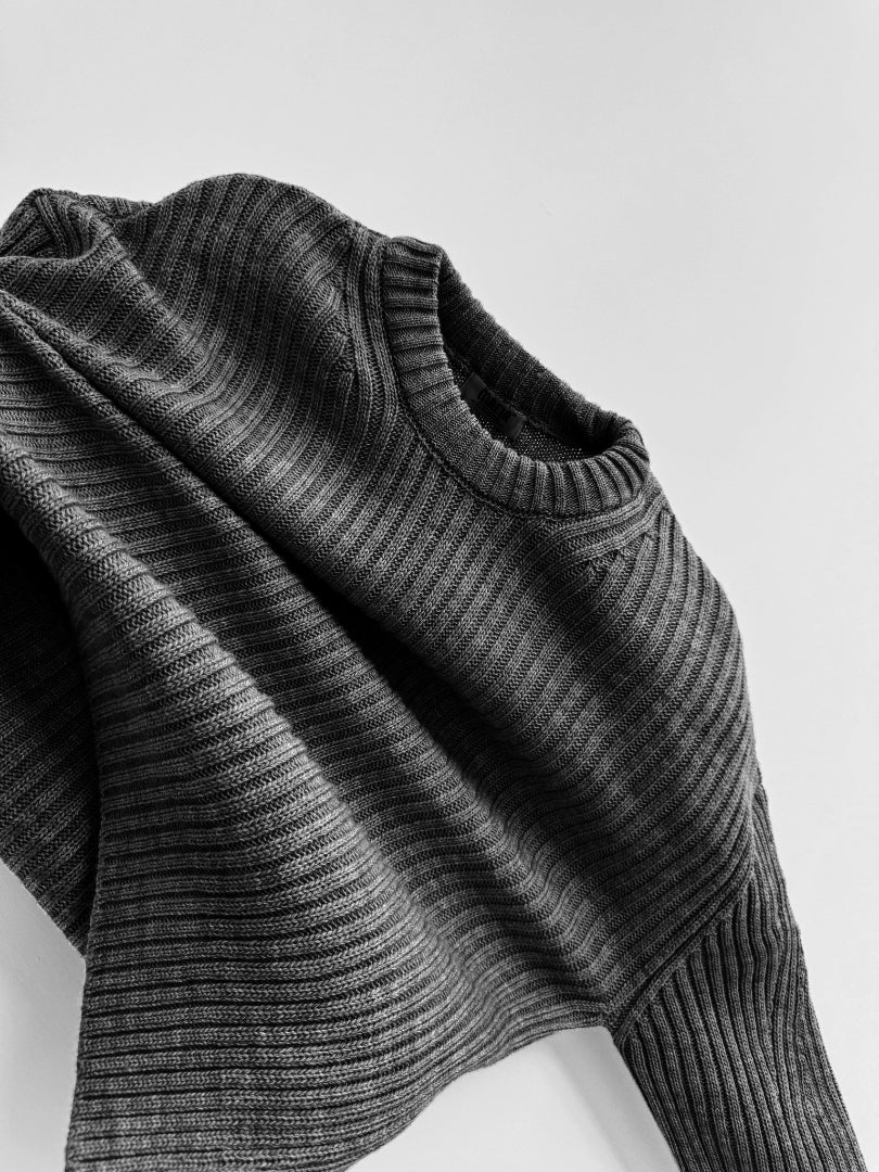Rounded knit loose fit Black sweater
