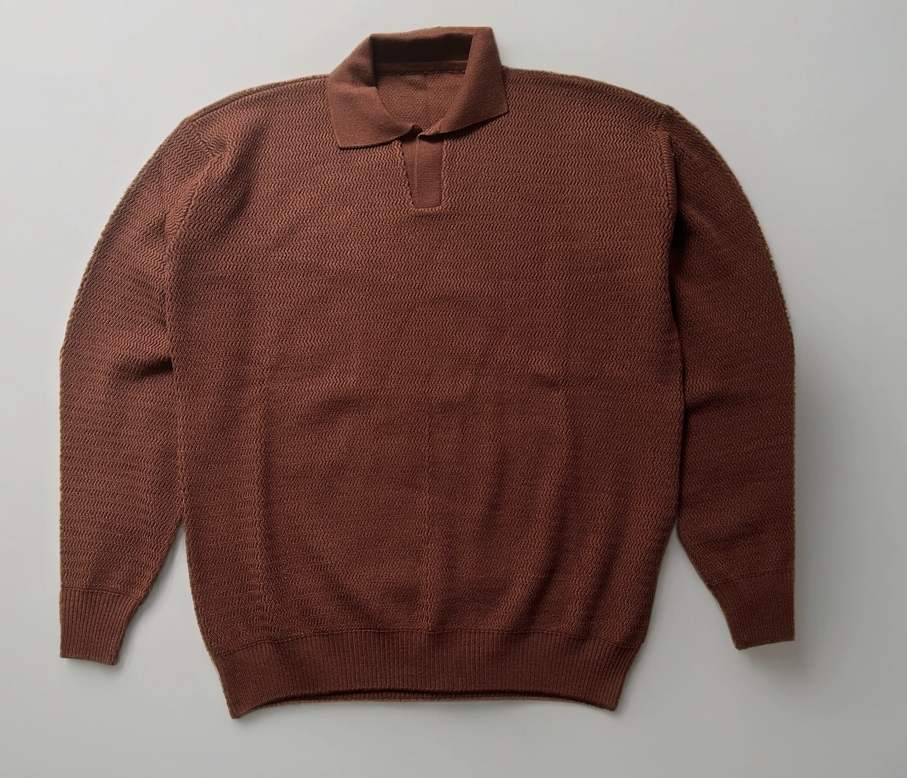 Polo Structured knitted grey sweater