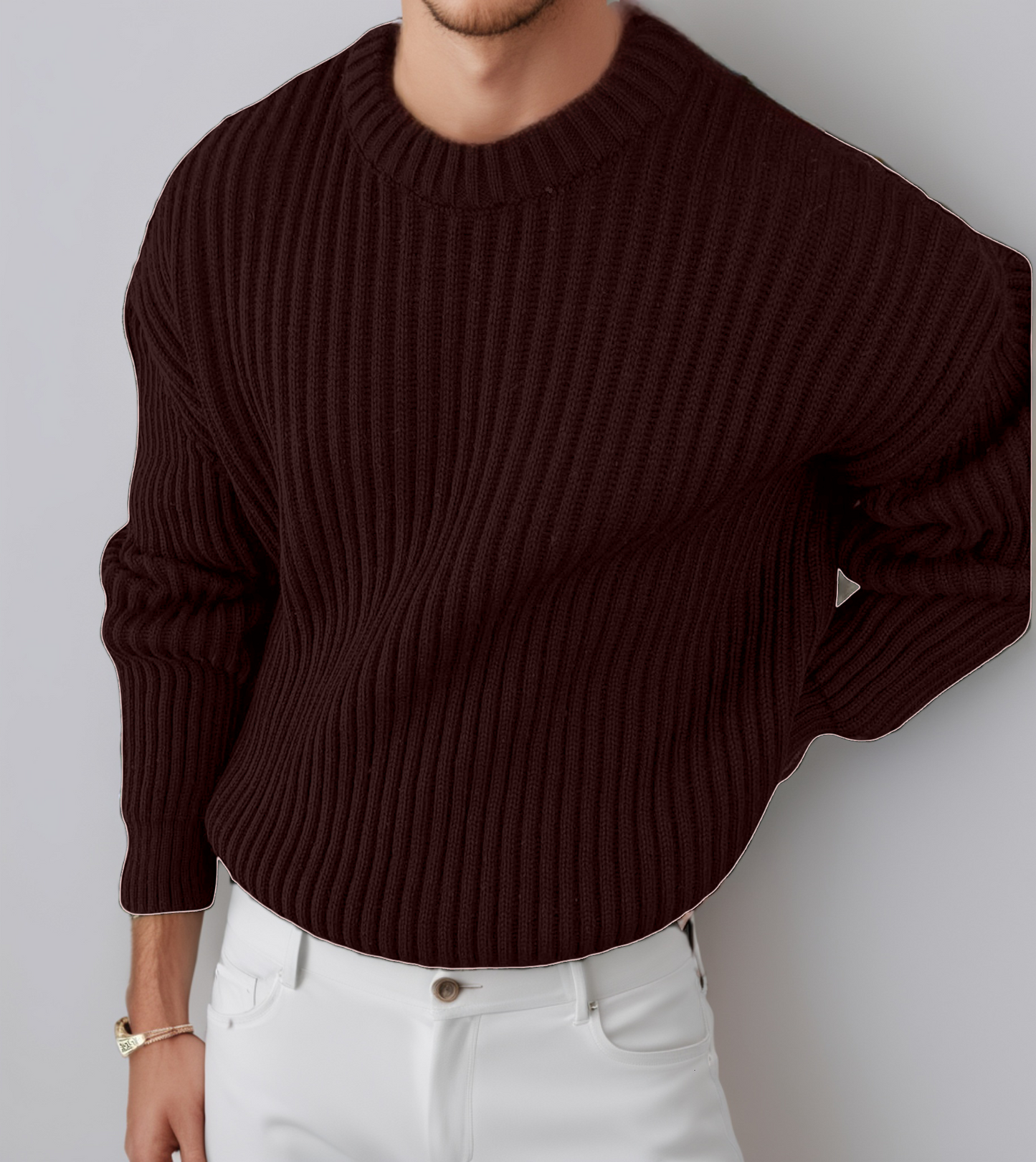Rounded knit loose fit Black sweater