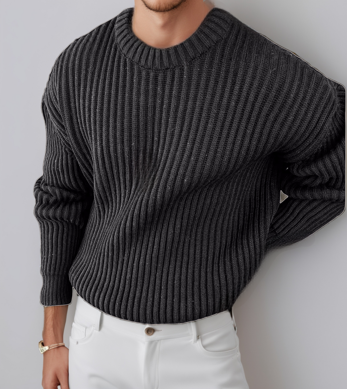 Rounded knit loose fit Black sweater