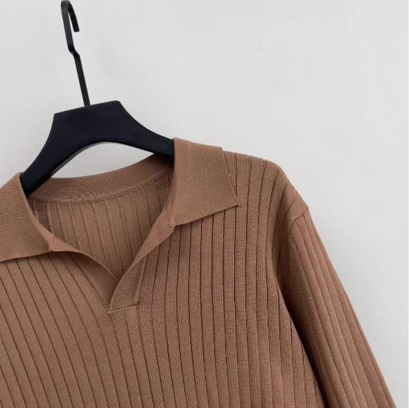 Knitted Polo White Sweater
