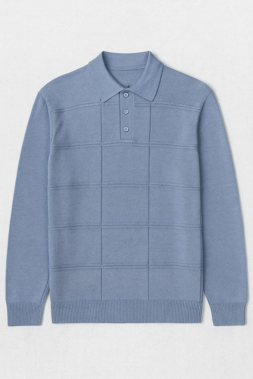 Blannca textured knitted polo with buttons