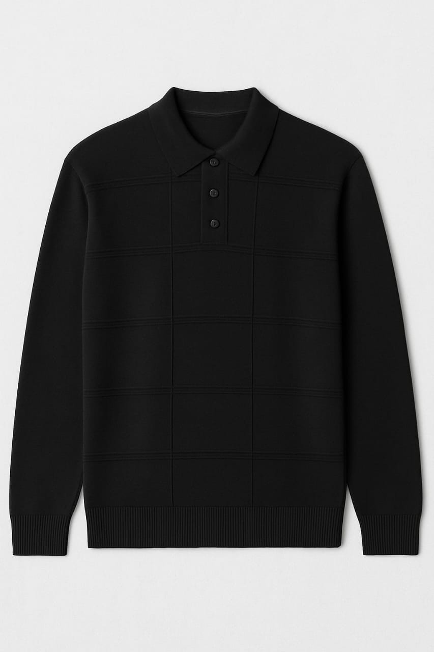 Blannca textured knitted polo with buttons