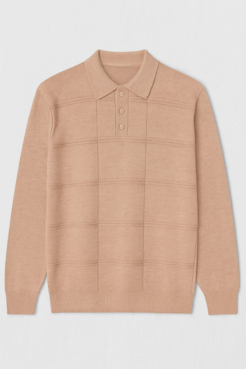 Blannca textured knitted polo with buttons
