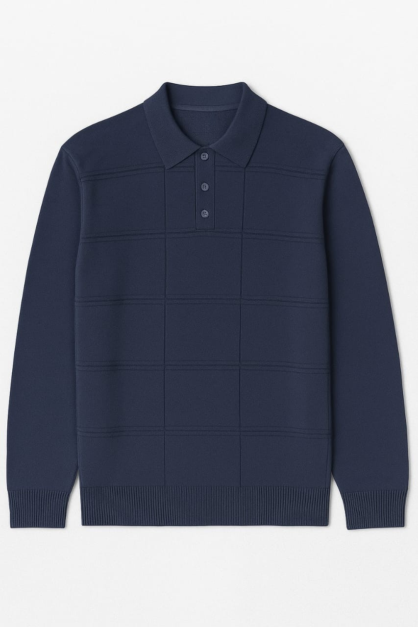 Blannca textured knitted polo with buttons