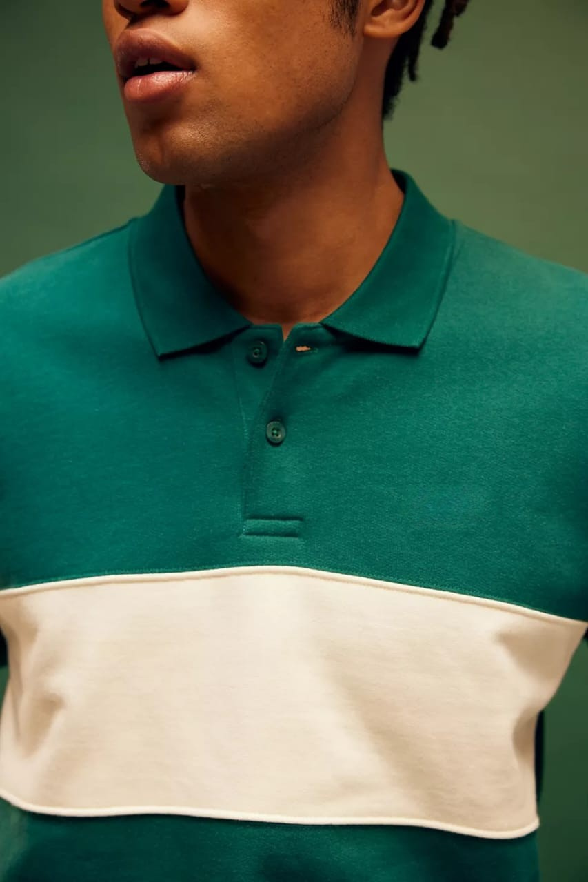 Blannca Paneled Stripe Polo Sweatshirt