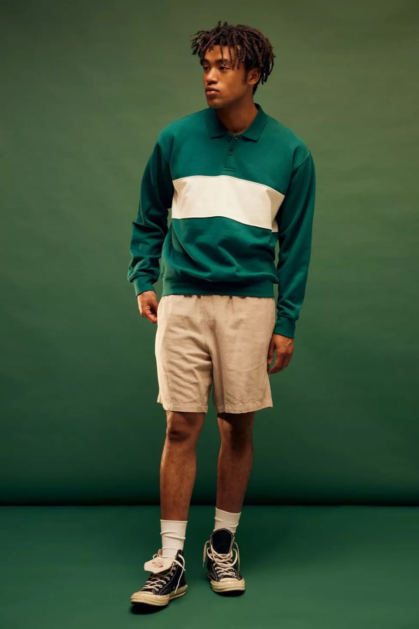 Blannca Paneled Stripe Polo Sweatshirt