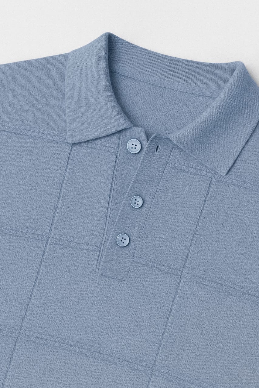 Blannca textured knitted polo with buttons