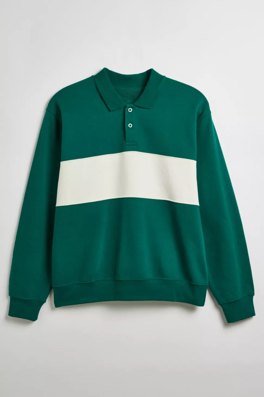 Blannca Paneled Stripe Polo Sweatshirt