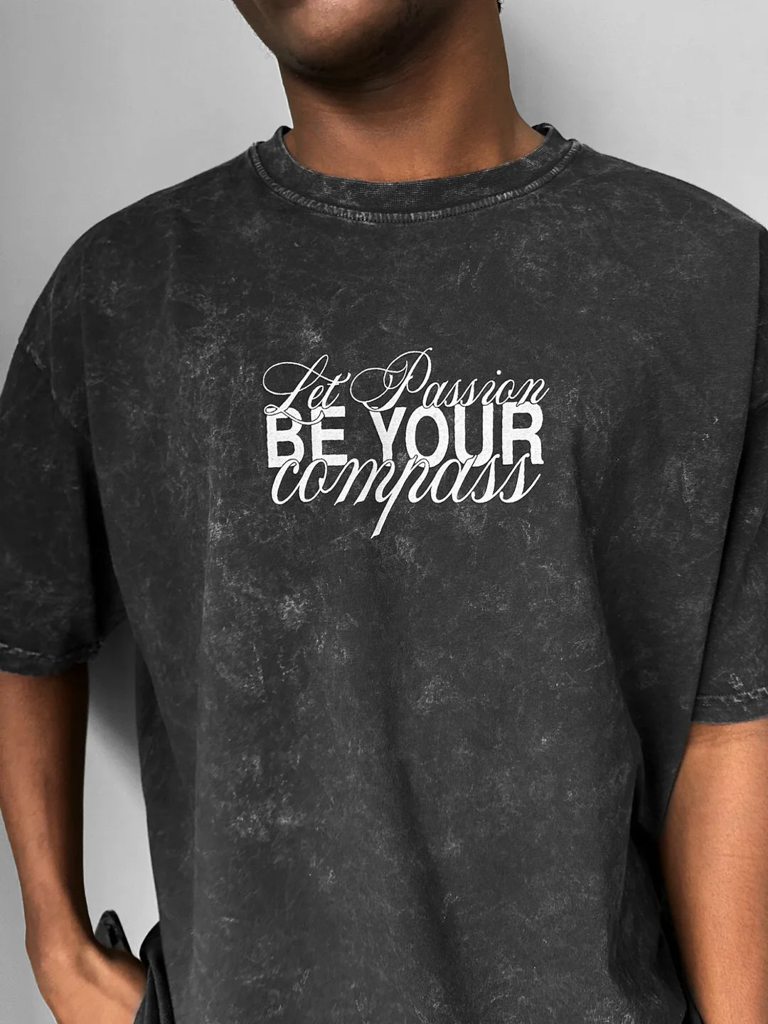 OVERSIZE WASHED 'BE YOUR SOUL SHINE' T-SHIRT - GRAY