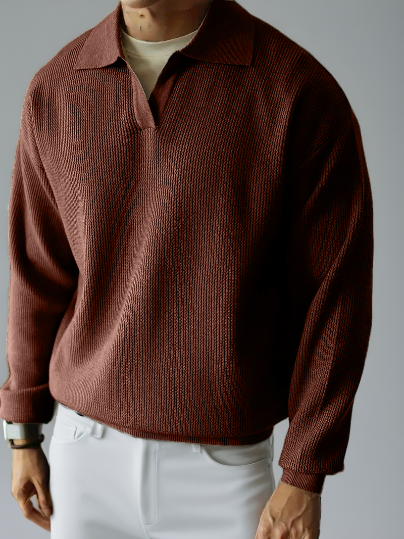 Polo Structured knitted grey sweater