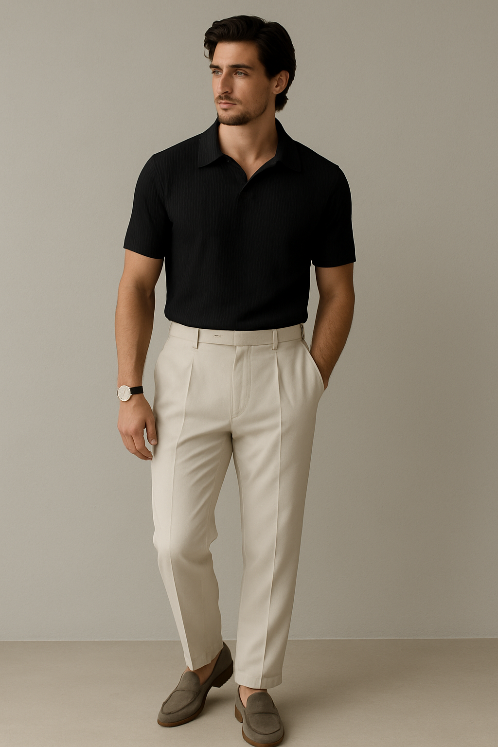 Oversized Crepe Polo T-shirt