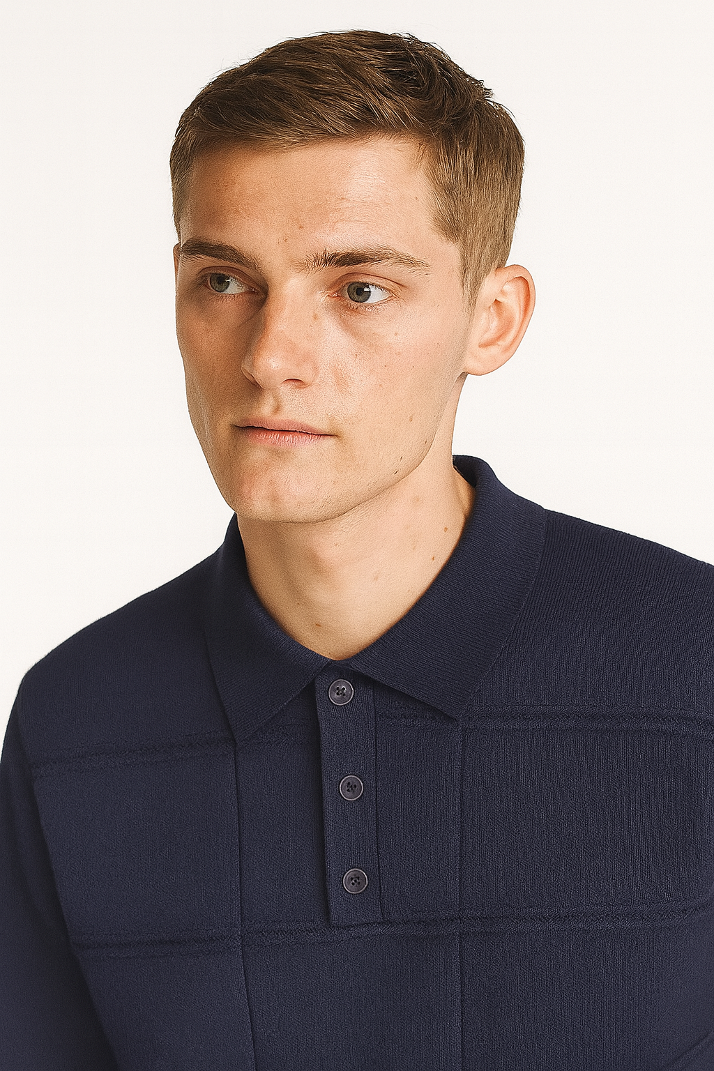 Blannca textured knitted polo with buttons