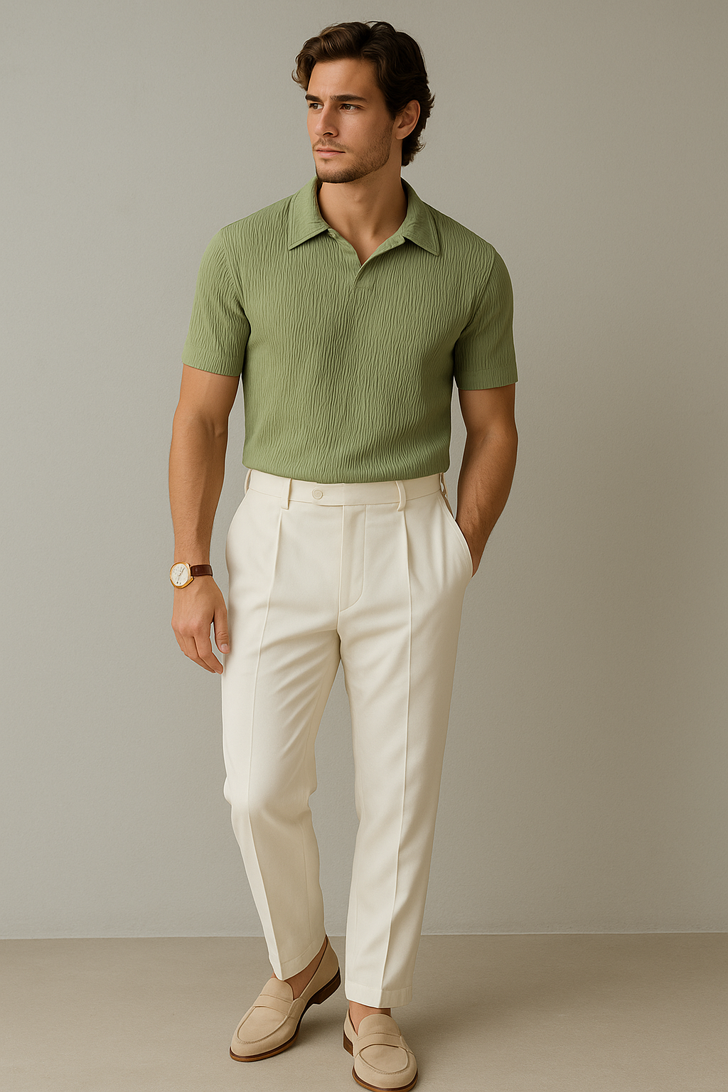 Oversized Crepe Polo T-shirt