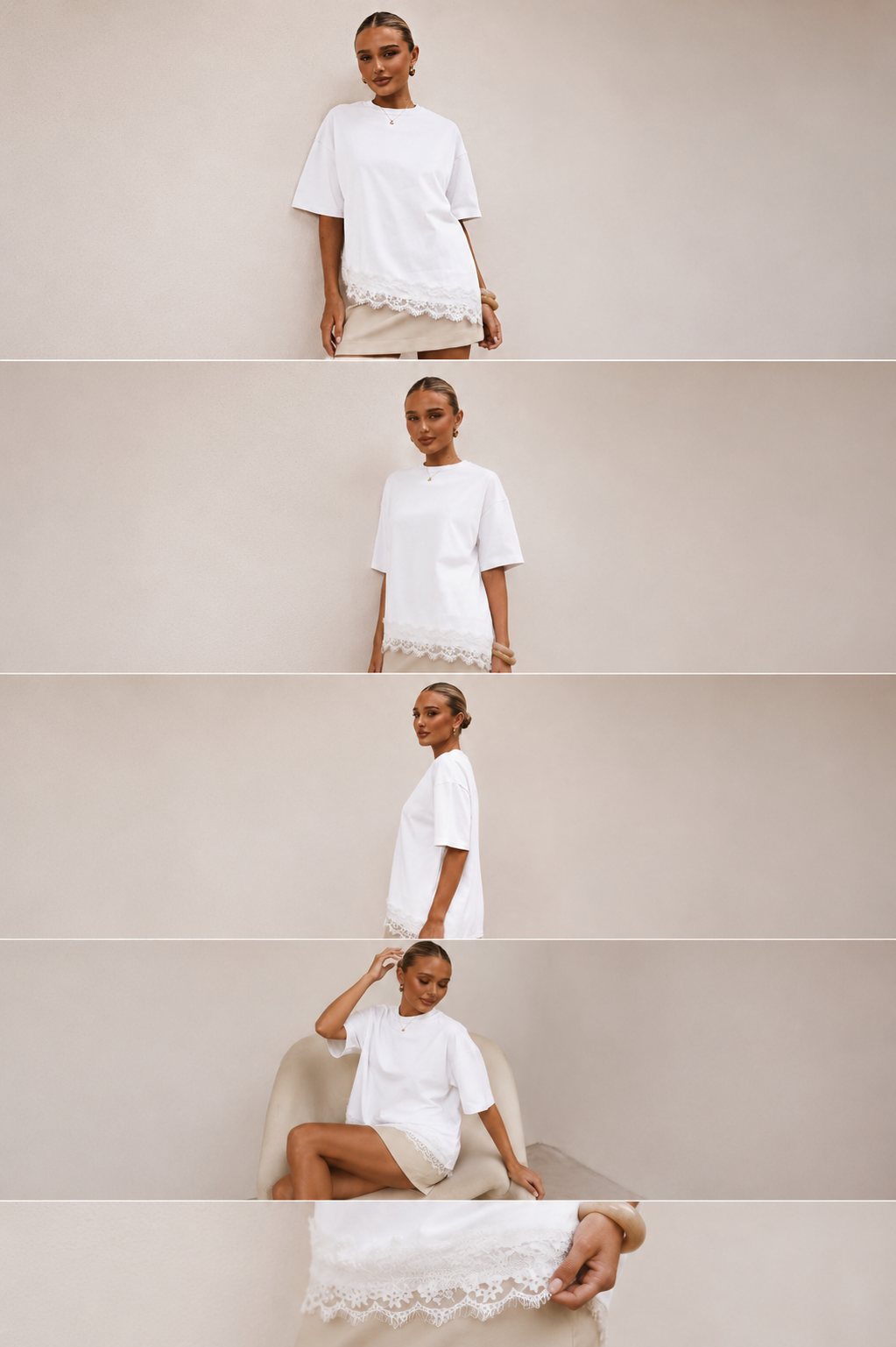 Blannca Lace Hem Oversized Tee