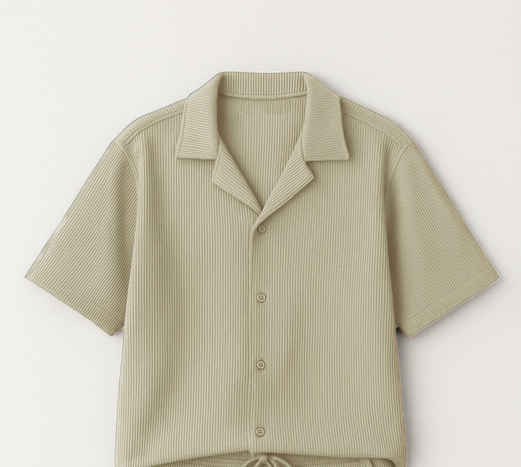 half sleeved cord white shirt
