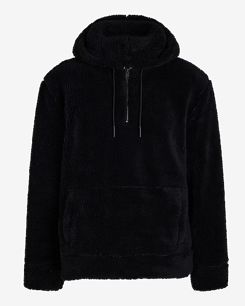 Basic Sherpa black hoodie  half zipper