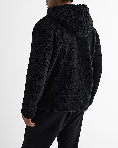 Basic Sherpa black hoodie  half zipper