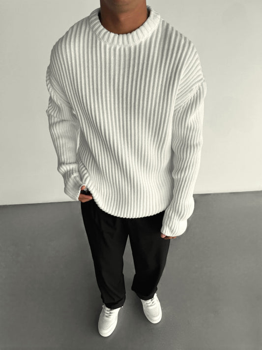 Rounded knit loose fit  White sweater