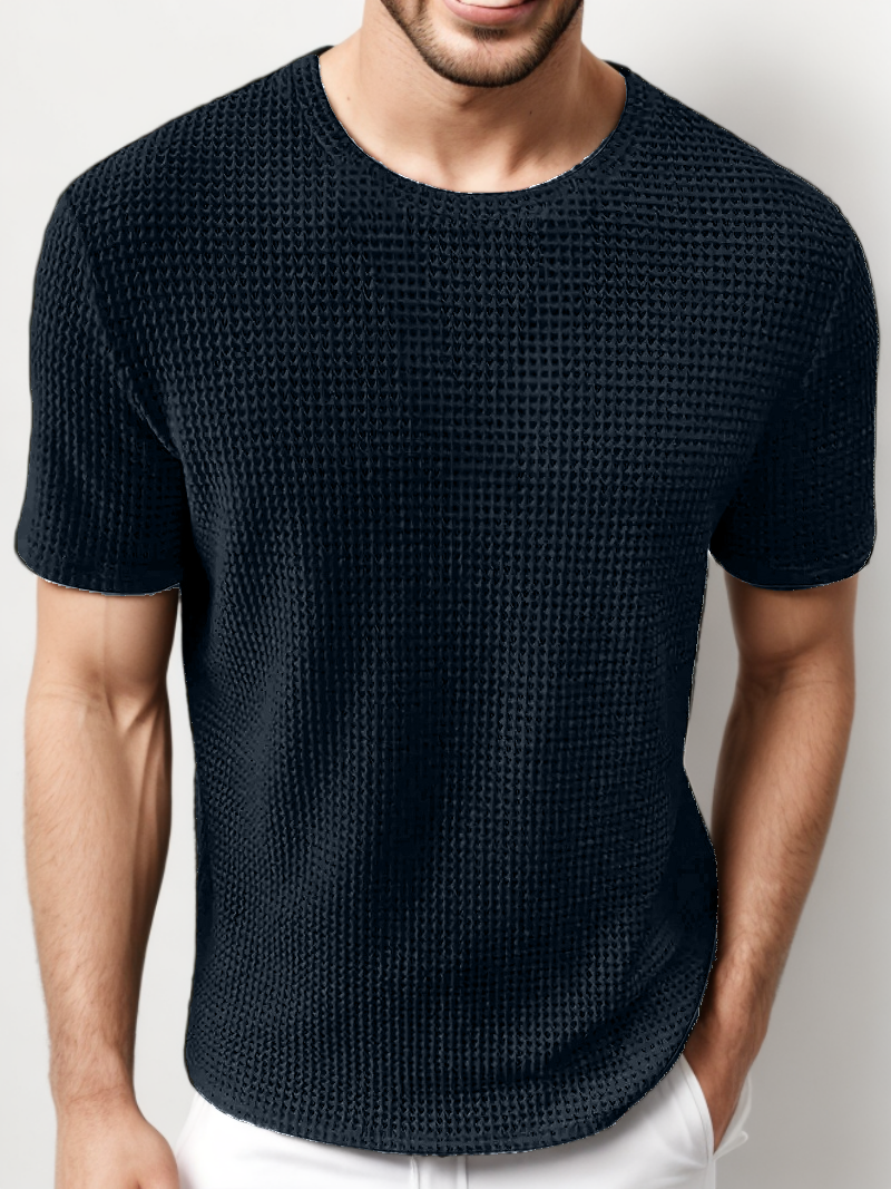 waffle rounded black t-shirt