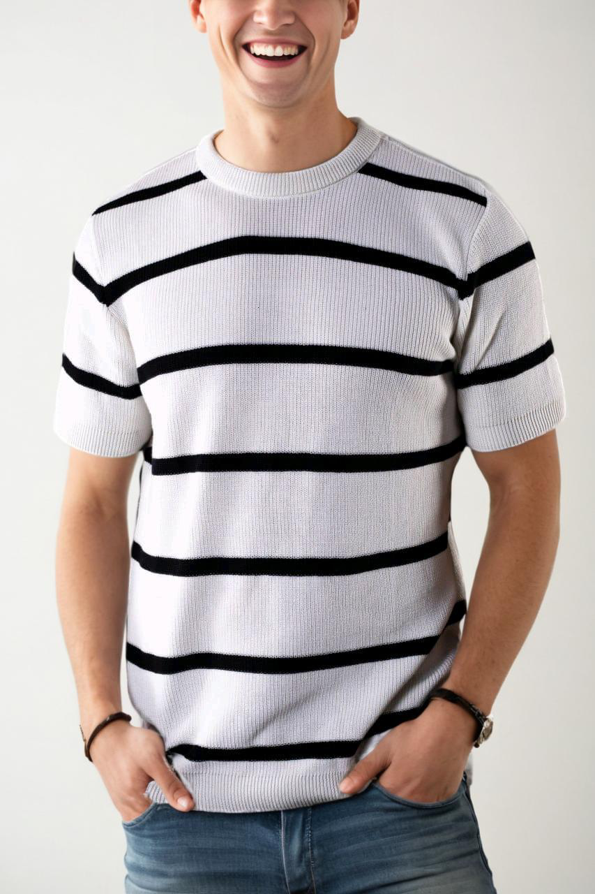 stripped black canvas t-shirt