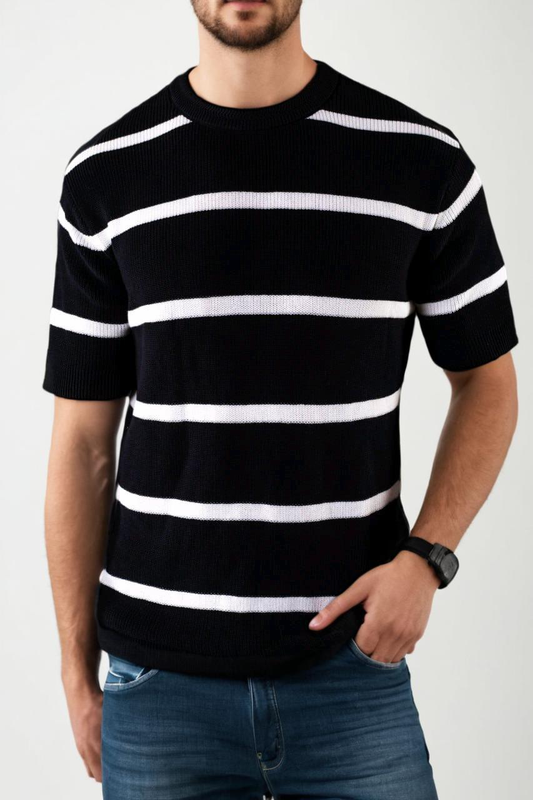 stripped black canvas t-shirt