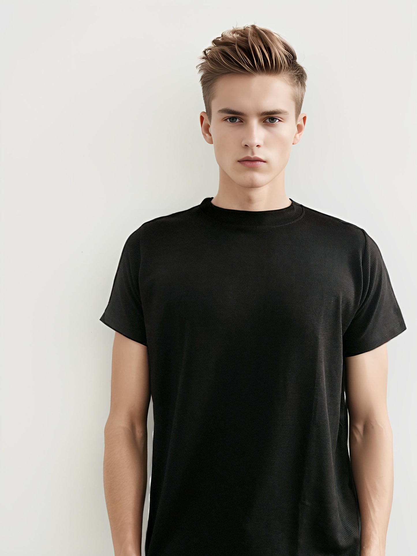 rounded pinned black t-shirt