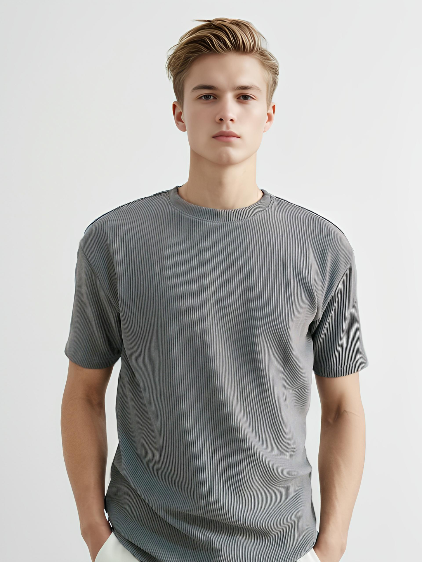 cord knit blue t-shirt