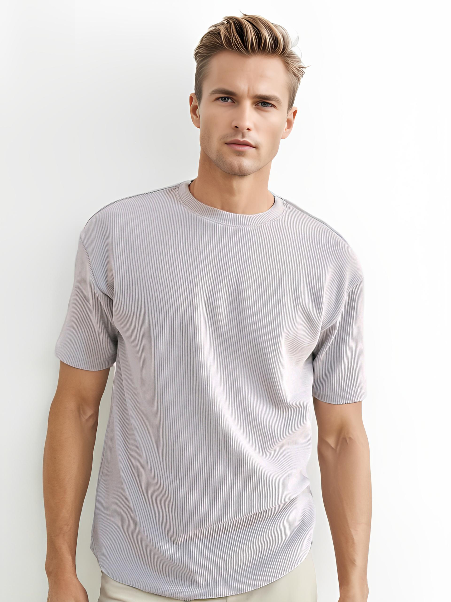 regular fit cord knit black t-shirt