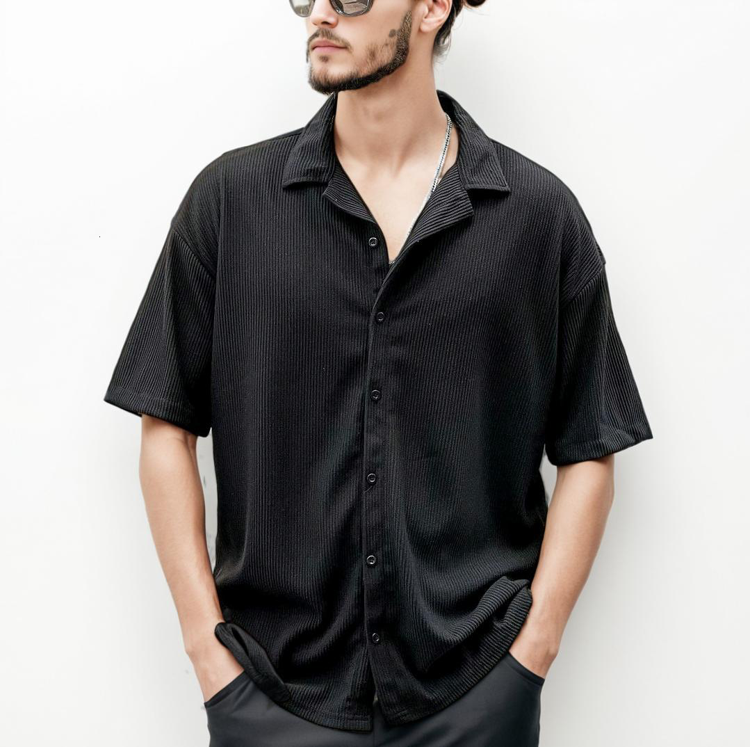 over sized half sleeved cord cafe shirt