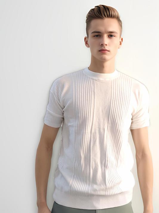 rounded knitwear white t-shirt