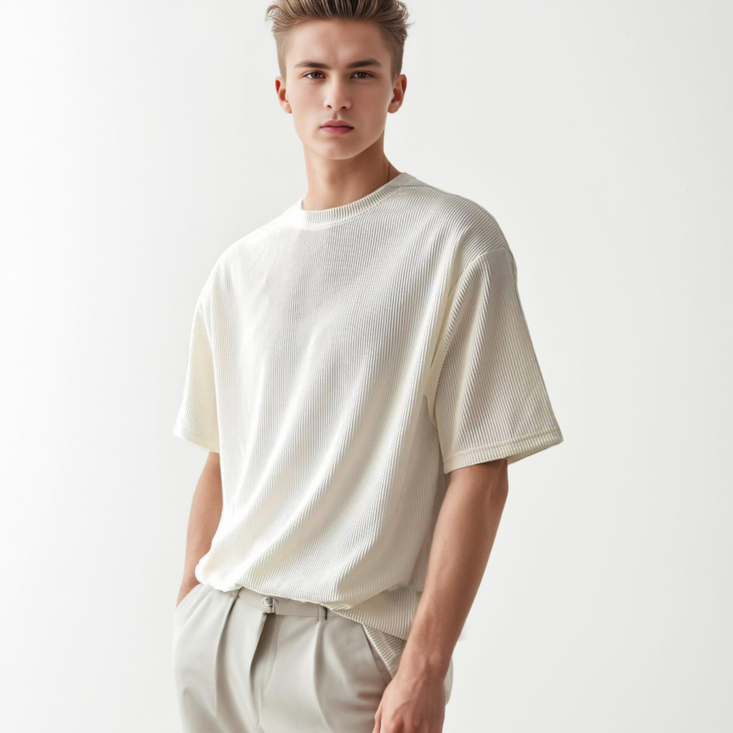 rounded cord knit t-shirt