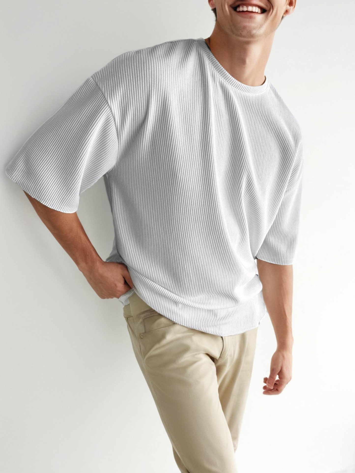 rounded cord knit t-shirt