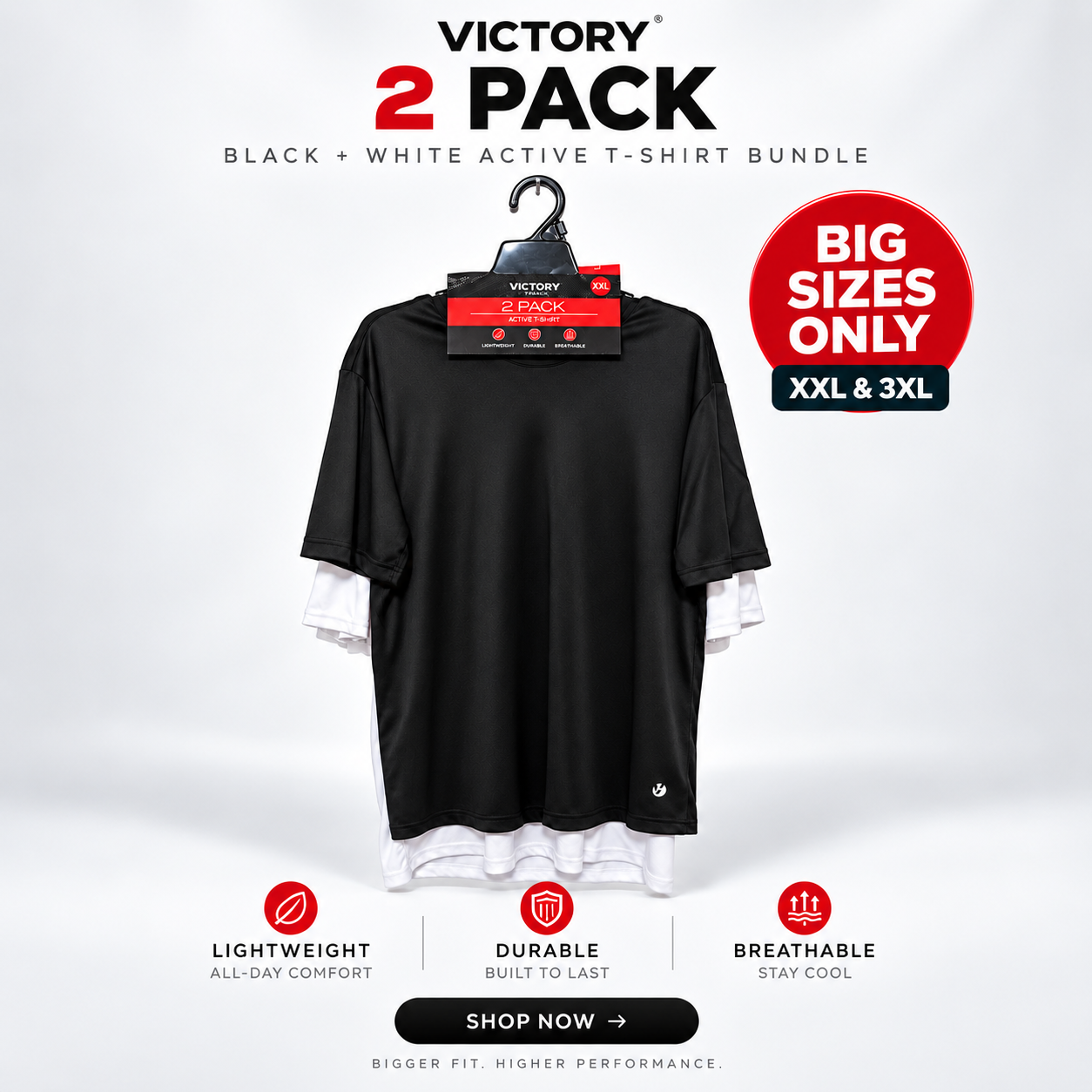 Victory 2 Pack Active T-Shirt — Big Sizes Only