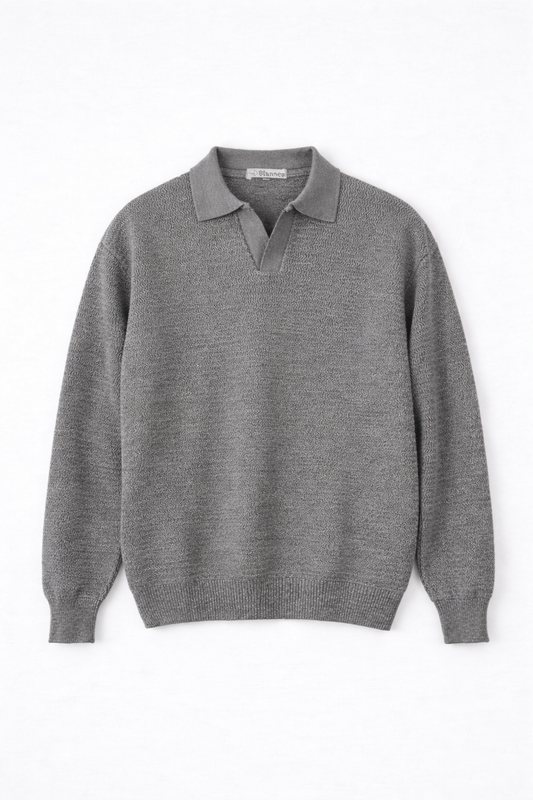 Blannca Wavy structured polo sweater