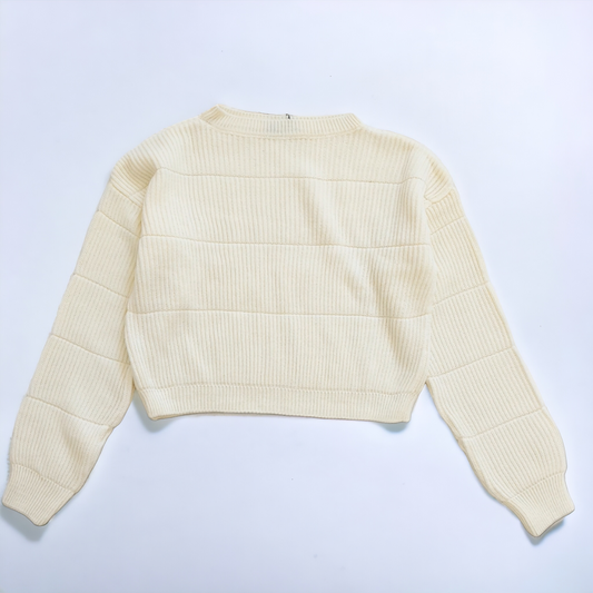 cropped knitted wool pullover