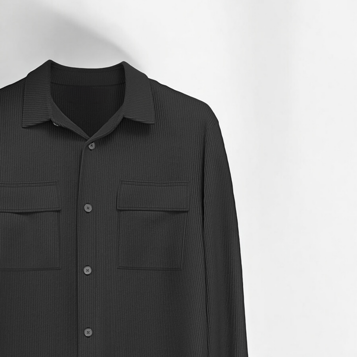 over sized sleeved cord double pocket cafe shirt