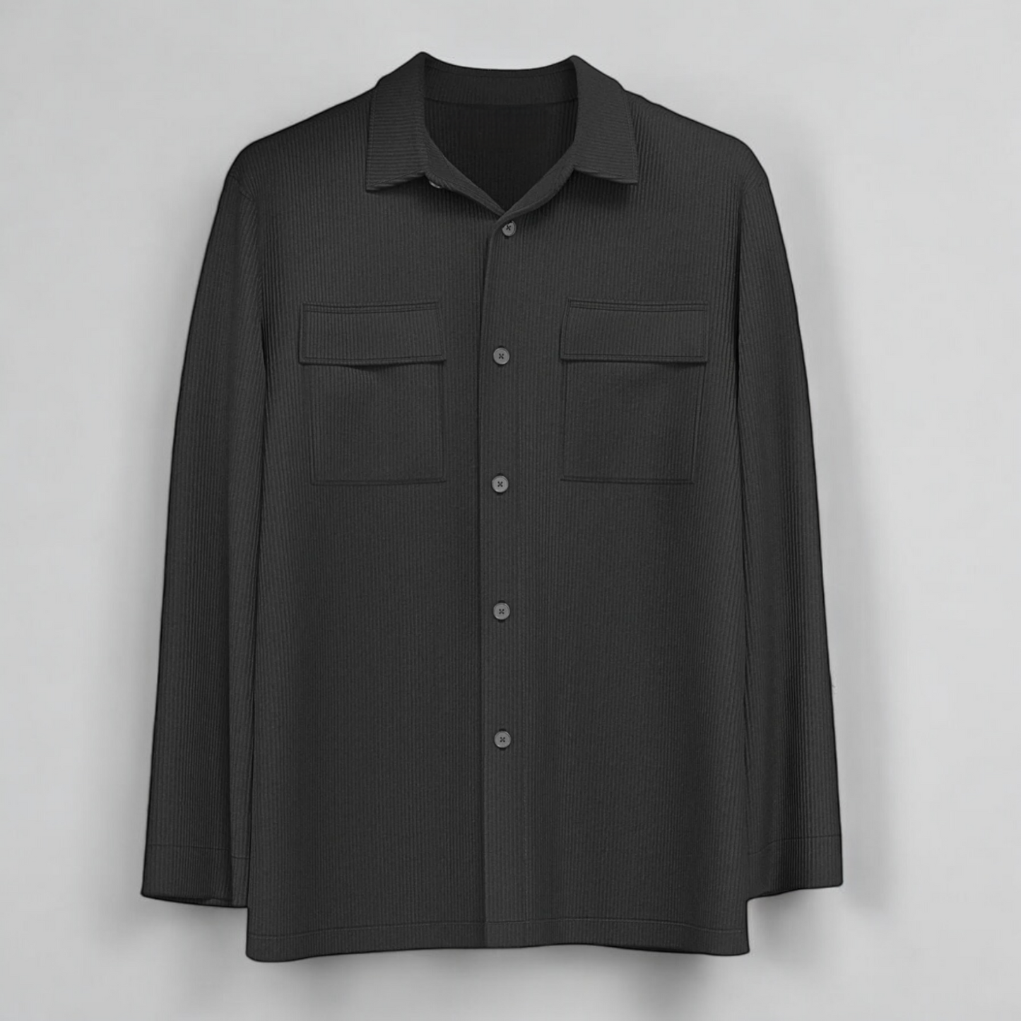 over sized sleeved cord double pocket cafe shirt