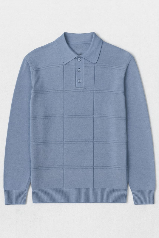 Blannca textured knitted polo with buttons