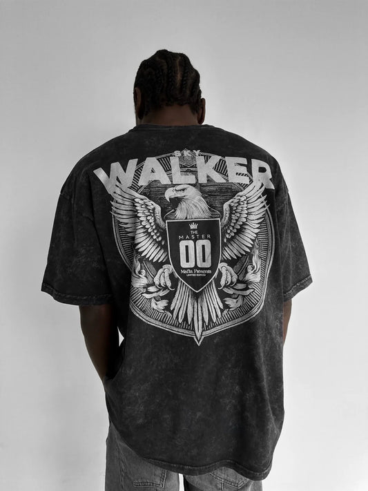 OVERSIZE WASHED 'SKY WALKER' T-SHIRT - GRAY