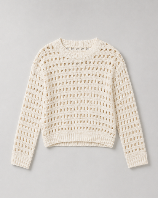 Blannca Breezaya knitted top ivory flat lay cover