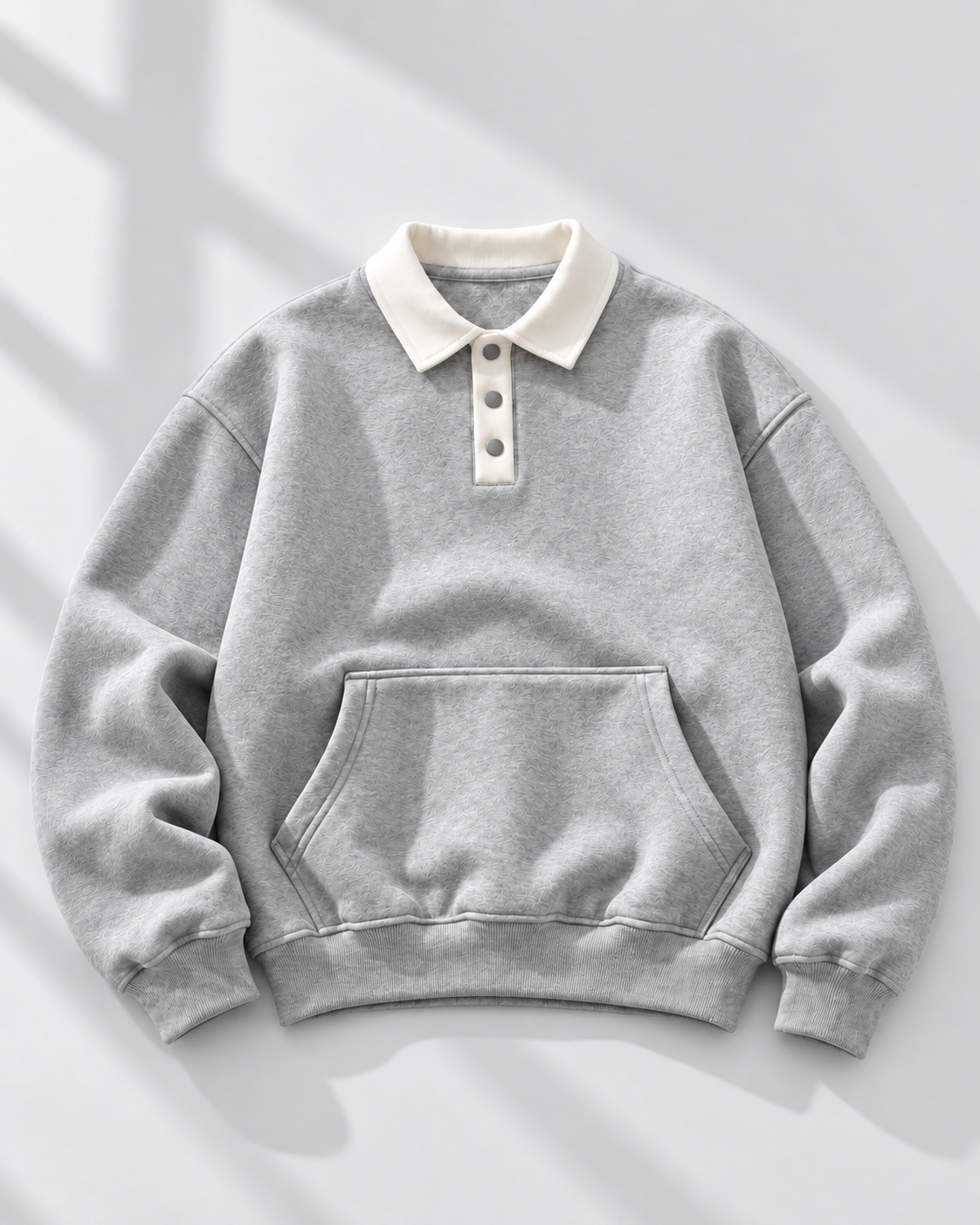 Heather Gray Contrast Polo Sweatshirt