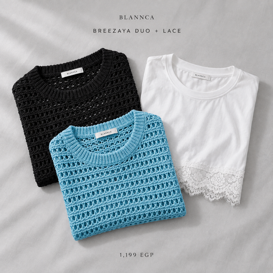 Breezaya Duo and Lace realistic flat lay — 1,199 EGP