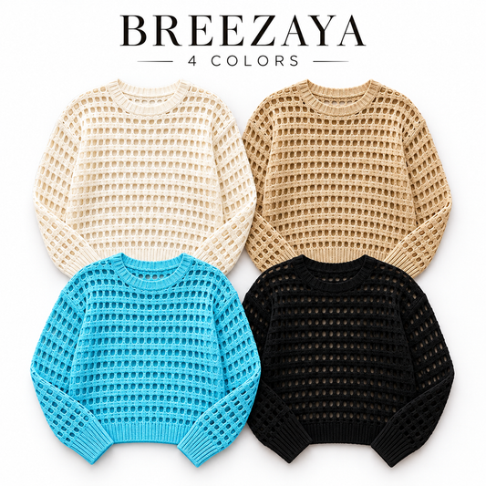 Breezaya open-knit sweater four color lineup