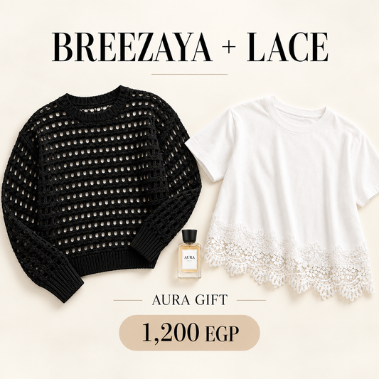 Breezaya black and Lace white with Aura perfume gift — 1,200 EGP